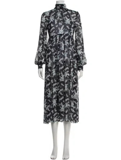 Pre-owned Elliatt Floral Print Midi Length Dress In Green