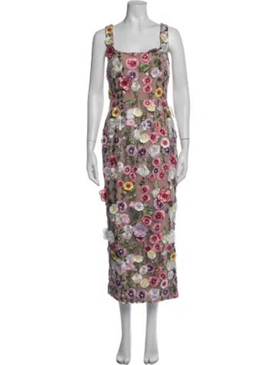Pre-owned Elliatt Floral Print Midi Length Dress In Multicolor