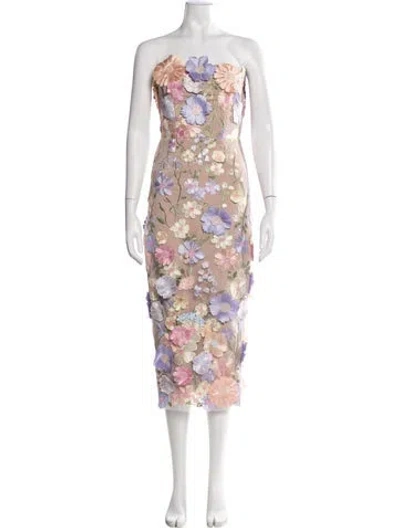 Pre-owned Elliatt Floral Print Midi Length Dress In Pink