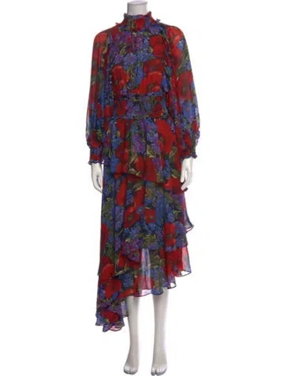 Pre-owned Elliatt Floral Print Midi Length Dress In Red