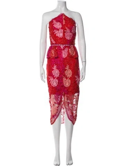 Pre-owned Elliatt Floral Print Midi Length Dress In Red