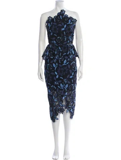 Pre-owned Elliatt Floral Print Midi Length Dress W/ Tags In Black