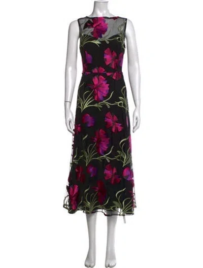 Pre-owned Elliatt Floral Print Midi Length Dress W/ Tags In Black