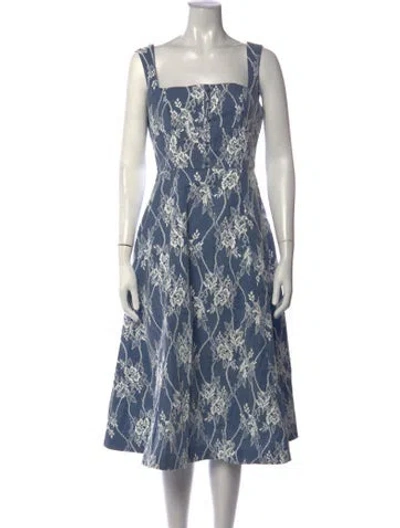 Pre-owned Elliatt Floral Print Midi Length Dress W/ Tags In Blue