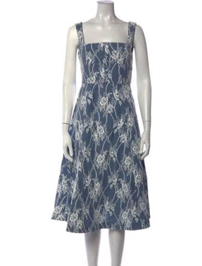 Pre-owned Elliatt Floral Print Midi Length Dress W/ Tags In Blue