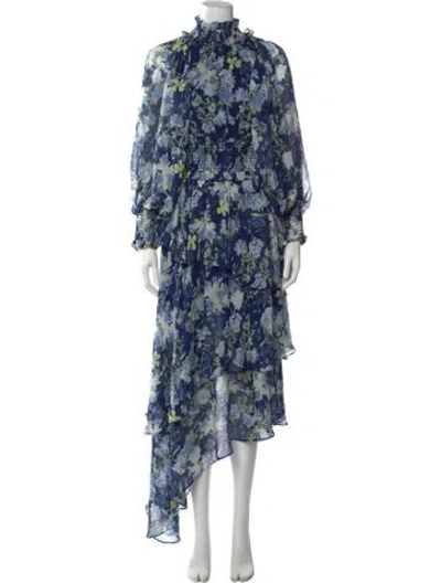 Pre-owned Elliatt Floral Print Midi Length Dress W/ Tags In Blue