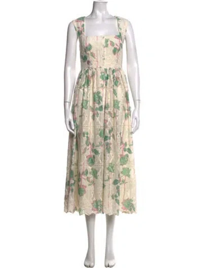 Pre-owned Elliatt Floral Print Midi Length Dress W/ Tags In Neutral