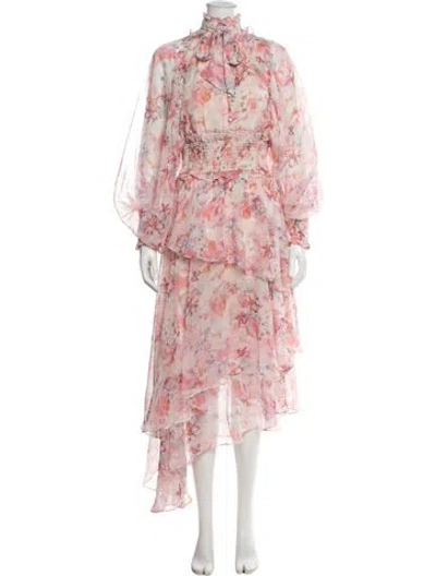 Pre-owned Elliatt Floral Print Midi Length Dress W/ Tags In Pink