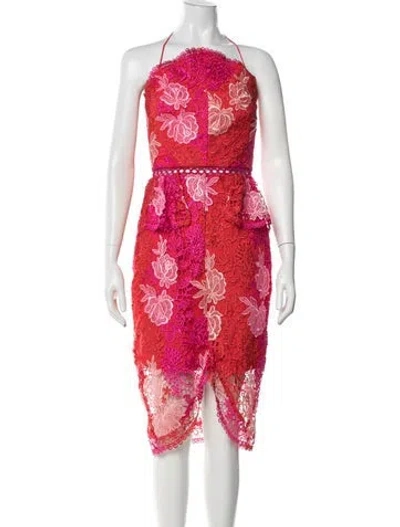 Pre-owned Elliatt Floral Print Midi Length Dress W/ Tags In Red