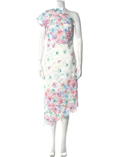 Pre-owned Elliatt Floral Print Midi Length Dress In White