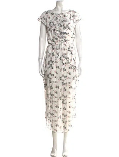 Pre-owned Elliatt Floral Print Midi Length Dress In White