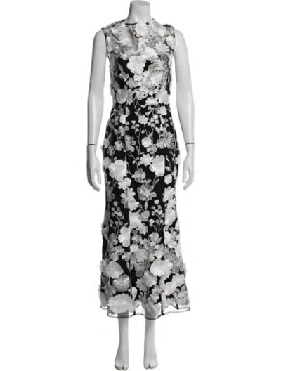 Pre-owned Elliatt Floral Print Midi Length Dress In White