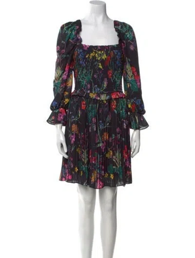 Pre-owned Elliatt Floral Print Mini Dress In Black