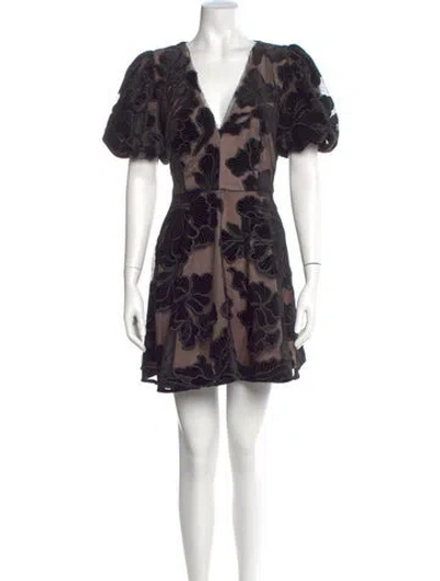 Pre-owned Elliatt Floral Print Mini Dress In Black