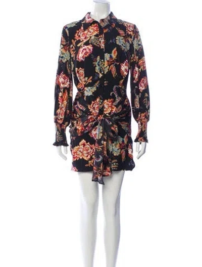Pre-owned Elliatt Floral Print Mini Dress In Black