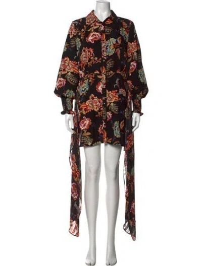 Pre-owned Elliatt Floral Print Mini Dress In Black