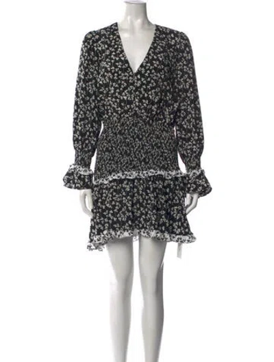 Pre-owned Elliatt Floral Print Mini Dress In Black