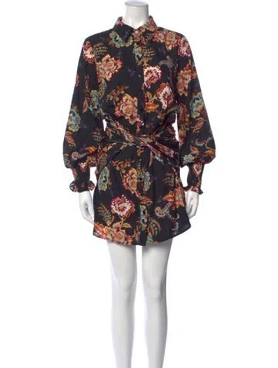Pre-owned Elliatt Floral Print Mini Dress In Black