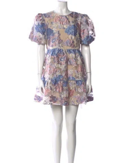 Pre-owned Elliatt Floral Print Mini Dress In Blue