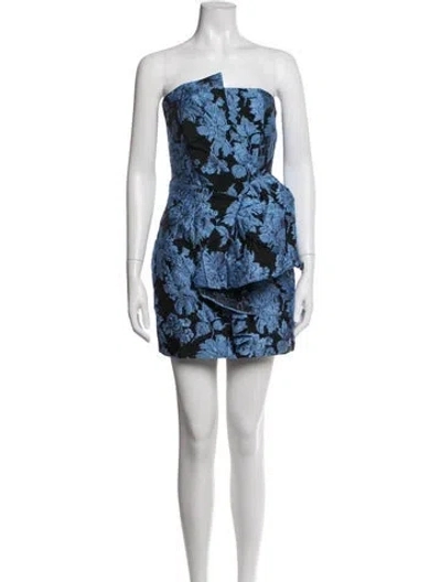 Pre-owned Elliatt Floral Print Mini Dress In Blue