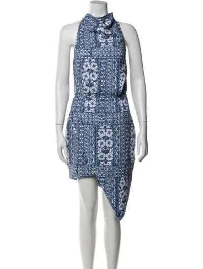 Pre-owned Elliatt Floral Print Mini Dress In Blue