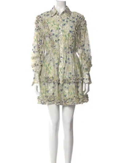 Pre-owned Elliatt Floral Print Mini Dress In Green