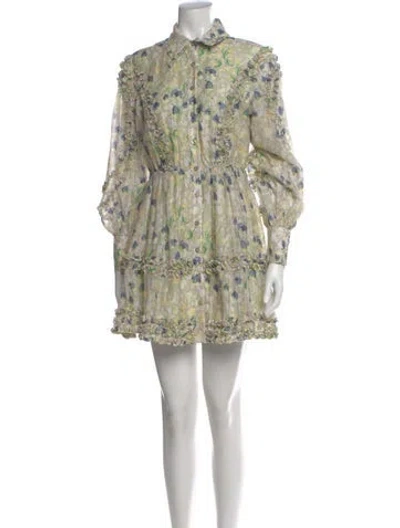 Pre-owned Elliatt Floral Print Mini Dress In Green