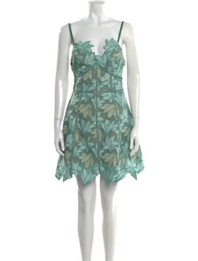 Pre-owned Elliatt Floral Print Mini Dress In Green
