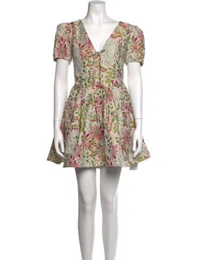 Pre-owned Elliatt Floral Print Mini Dress In Green