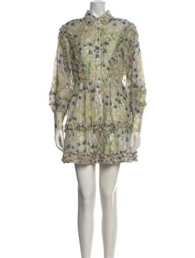 Pre-owned Elliatt Floral Print Mini Dress In Green