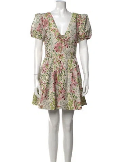Pre-owned Elliatt Floral Print Mini Dress In Green