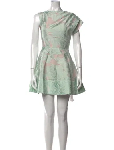 Pre-owned Elliatt Floral Print Mini Dress In Green