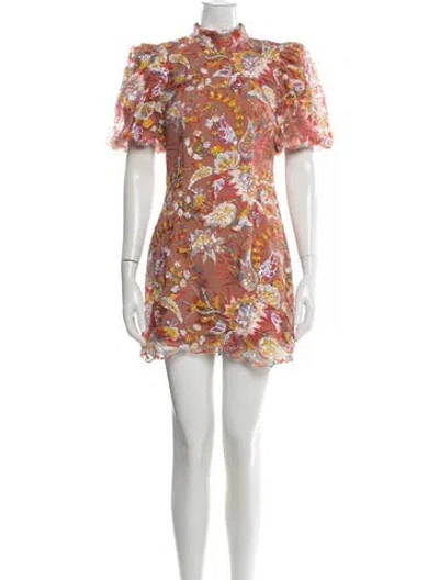 Pre-owned Elliatt Floral Print Mini Dress In Neutral