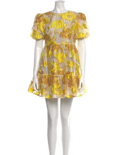 Pre-owned Elliatt Floral Print Mini Dress In Neutral