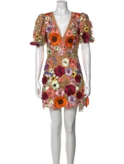Pre-owned Elliatt Floral Print Mini Dress In Neutral