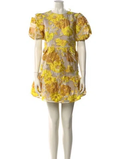 Pre-owned Elliatt Floral Print Mini Dress In Neutral