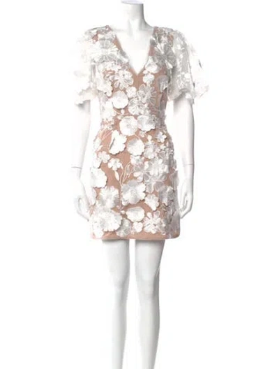 Pre-owned Elliatt Floral Print Mini Dress In Neutral