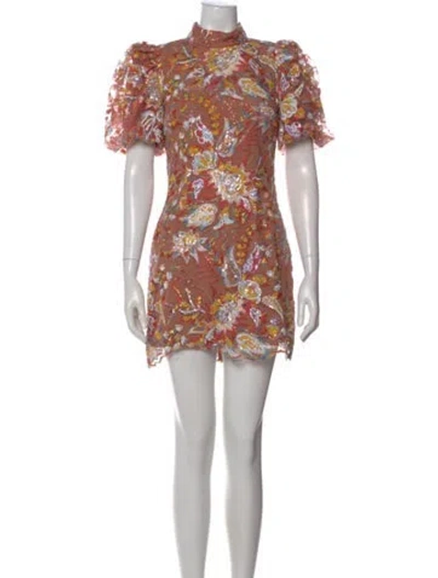 Pre-owned Elliatt Floral Print Mini Dress In Neutral