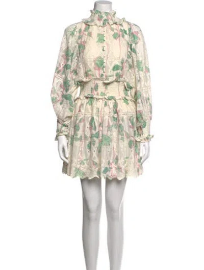 Pre-owned Elliatt Floral Print Mini Dress In Neutral