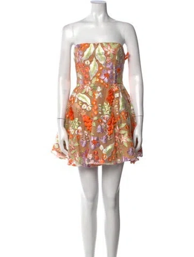 Pre-owned Elliatt Floral Print Mini Dress In Neutral