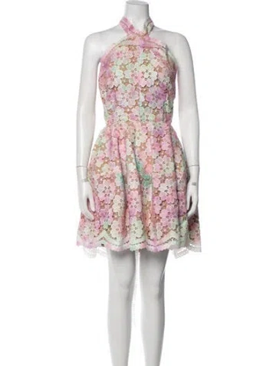 Pre-owned Elliatt Floral Print Mini Dress In Neutrals