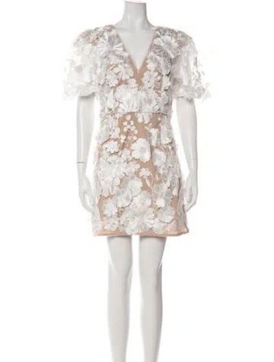 Pre-owned Elliatt Floral Print Mini Dress In Neutrals/white