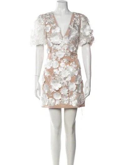 Pre-owned Elliatt Floral Print Mini Dress In Neutrals/white