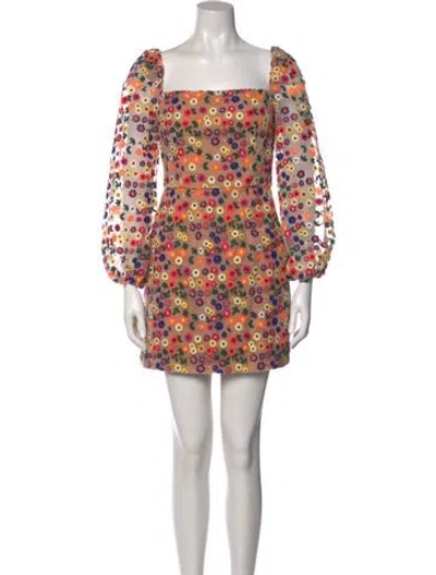 Pre-owned Elliatt Floral Print Mini Dress In Orange
