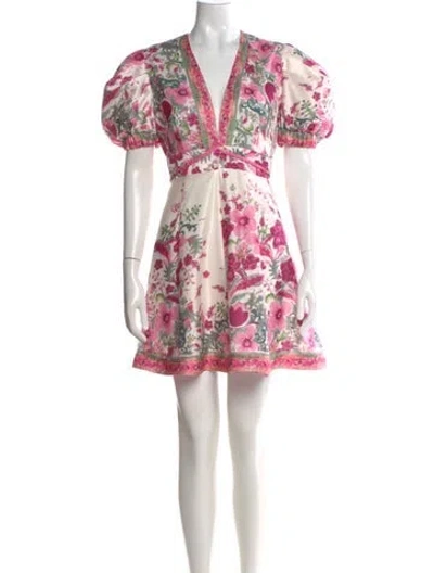 Pre-owned Elliatt Floral Print Mini Dress In Pink