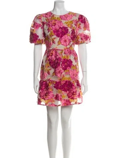 Pre-owned Elliatt Floral Print Mini Dress In Pink