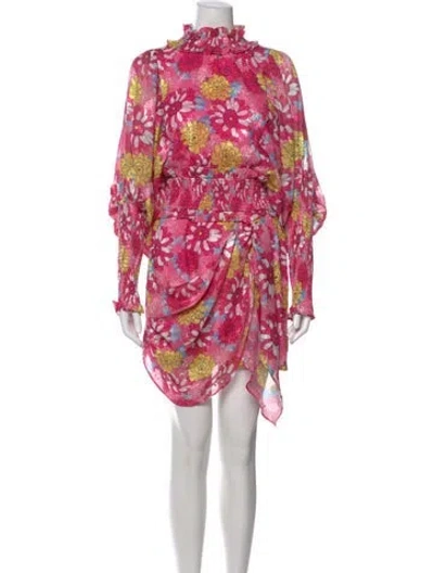 Pre-owned Elliatt Floral Print Mini Dress In Pink