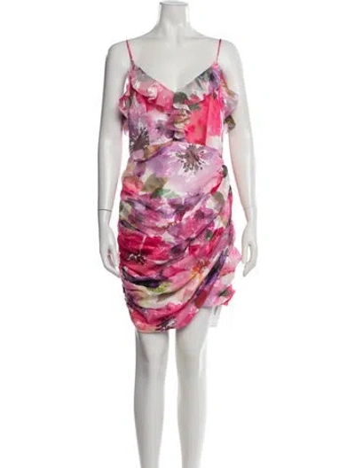 Pre-owned Elliatt Floral Print Mini Dress In Pink