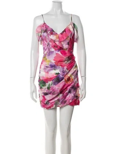 Pre-owned Elliatt Floral Print Mini Dress In Pink