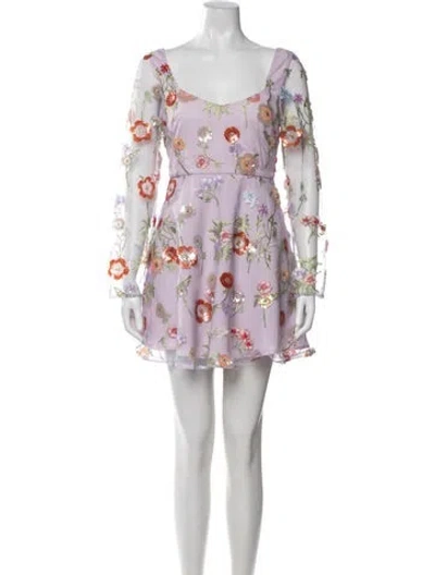 Pre-owned Elliatt Floral Print Mini Dress In Purple